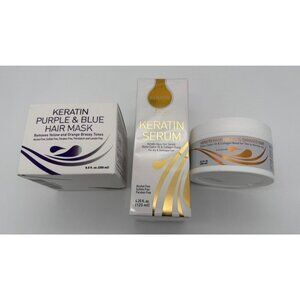 Keratin Hair Mask, Purple & Blue Hair Mask & Keratin Hair Serum Bundle Lot NEW!